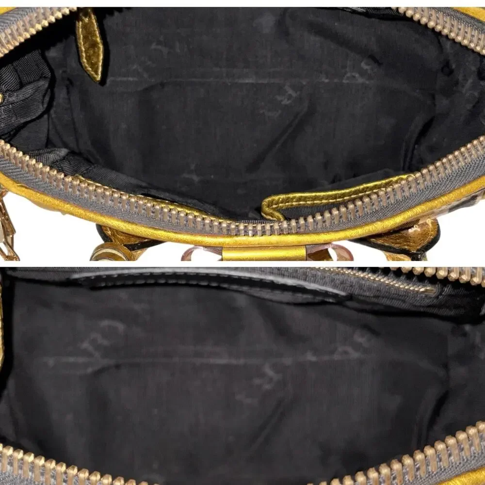 Burberry Prorsum Metallic Gold House Check Leather Bowling Bag w/ Lock & Key COA